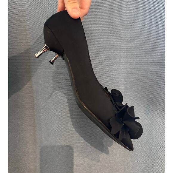 Zara Black Kitten Heel Pop Up Floral Design Women's 36 - Picture 11 of 11